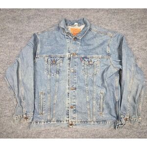 VINTAGE Levis Jacket Mens 2XL XXL Blue Denim 70507-0389 Trucker Jean 90s